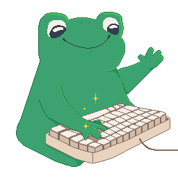 gif of a frog typing on a keyboard